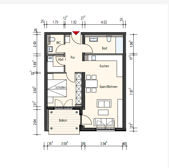 Etagenwohnung Kaiserslautern Betzenberg - 2 Zimmer, 72 m&sup2;, 1.055&euro; | Angebot:23583350